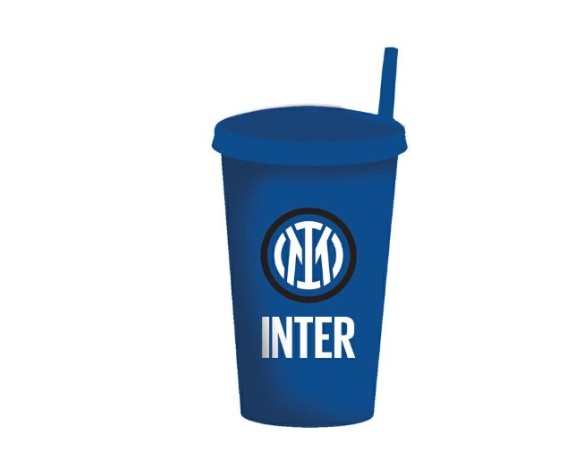 Inter | BICCHIERE INTER CON TAPPO E CANNUCCIA 430 ML IN POLIPROPILENE
