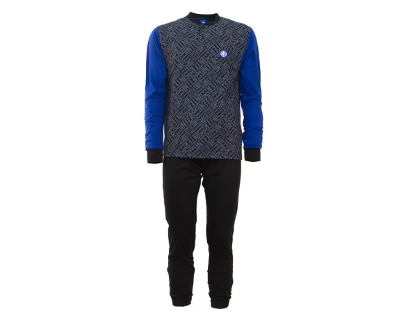 Inter | PIGIAMA LUNGO IN COTONE BAMBINO RAGAZZO INTER UFFICIALE 2055 nero o blu 12-14-16 anni