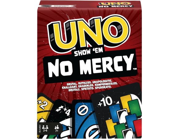 Carte Mattel Games UNO No Mercy - La versione di UNO più brutale di sempre, con 56 nuove carte, regole speciali, come Salta Tut