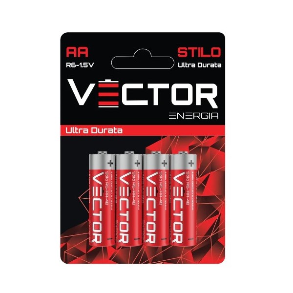 Pile ultra durata stilo blister da 4 pile vector