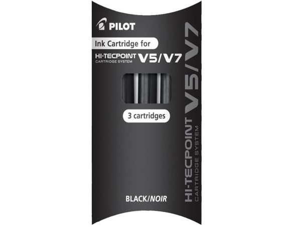 Ricarica refil Pilot BXS-IC-B-S3 - Confezione da 3 pezzi V5/V7, Colore Nero per PENNA Pilot BXC-V7-B-B-BG - Penna roller "V7" H