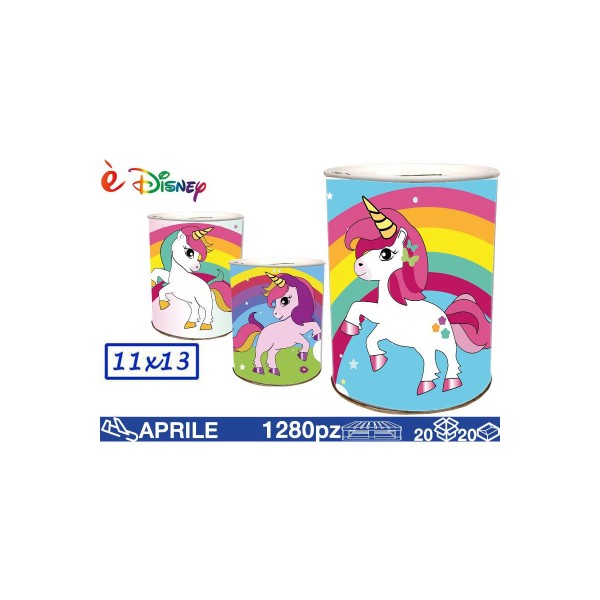 SALVADANIO UNICORNO IN LATTA 11X13
