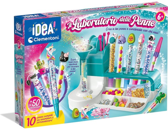 Clementoni Idea - Laboratorio delle Penne - Kit Creativo per Realizzare Penne Colorate e Personalizzabili, Gioco per Bambini 6 