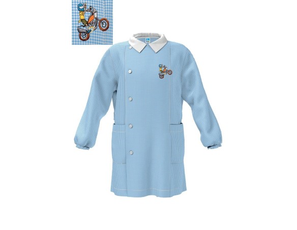 GREMBIULE SIGGI ® ASILO MASCHIETTO QUADRETTATO CELESTE BAMBINO 4039 DALLA 2 ALLA 7 ANNI