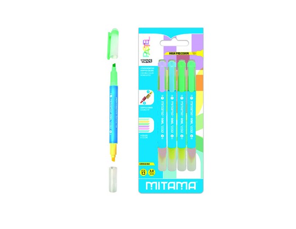 Mitama | Evidenziatori doppio colore pastel twice mitama 4 pz