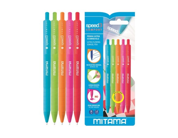 Mitama | Penna a scatto Speed3 Multicolor Comfort Mitama 5 pezzi