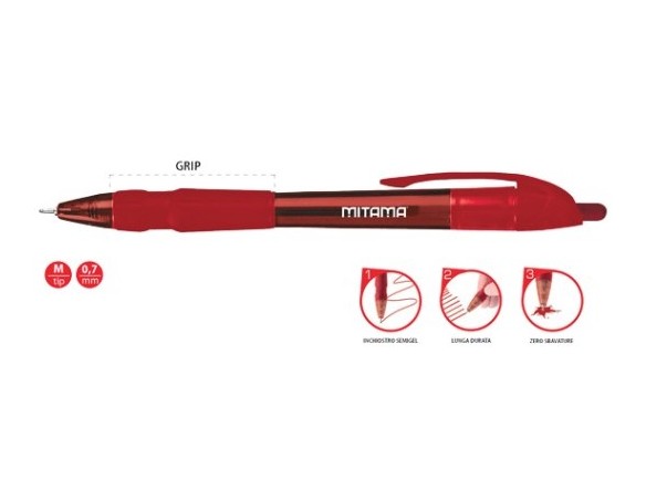 MITAMA | PENNA Comfort scatto inchiostro semi gel rossa mitama