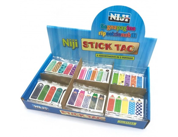 SEGNAPAGINA ADESIVI RIPOSIZIONABILI IN PLASTICA 12X45 FANTASIA NIJI