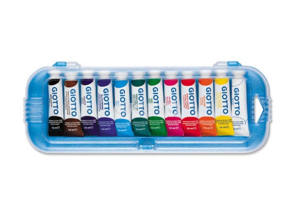 COLORI Tempera Giotto Extra in tubetto 7,5 ml. Scatola 12 colori assortiti