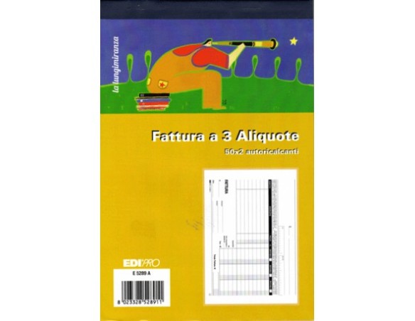 EDIPRO - E5289A - Blocco fattura 3 aliquote 50x2 autoricalcante f.to 14,8x22