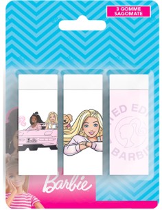 Barbie - Gomme da cancellare, set 3 pezzi barbie