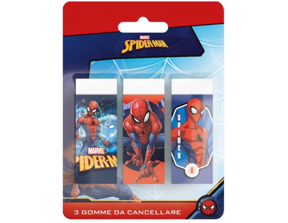 Marvel Spider-Man - Gomme da cancellare, set 3 pezzi spiderman