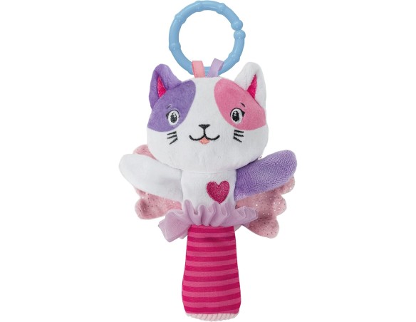 Clementoni- Lovely Cat Rattle Morbido Peluche, Gioco Neonato, Sonaglino Passeggino, Rafforza Le capacità Motorie E Sensoriali, 