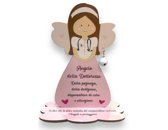 Porta Foto/Memo Angelo della dottoressa femminile Con Sonaglino ed una molletta- Chiama angeli angelo