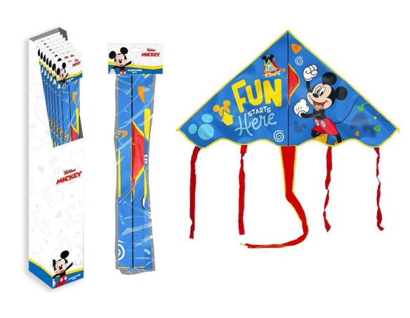 Aquilone per bambino Topolino Disney età 3+ blu e rosso in plastica 95 cm