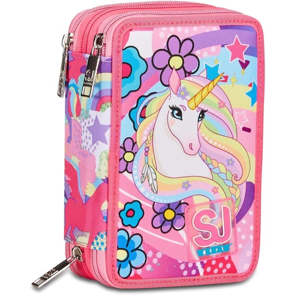 SJ Gang Astuccio Scuola 3 Zip, Rosa, UniBraid,...
