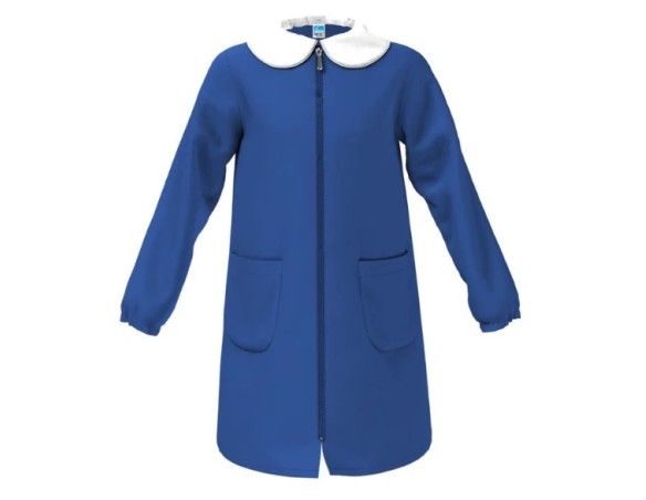 Grembiule con zip cerniera scuola elementare blu bambina Siggi Made in Italy senza ricamo 1969