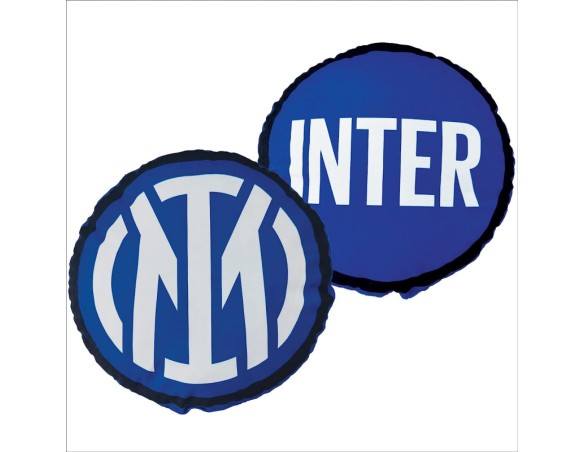 Inter | CUSCINO TONDO SAGOMATO MORBIDO FC INTERNAZIONALE ORIGINAL 35X35CM  UFFICIALE NUOVO LOGO 100%POLIESTERE