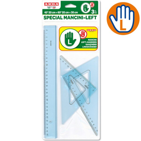 SET SQUADRE RIGHA RIGHE DISEGNO MANCINI 3 PZ. ARDA