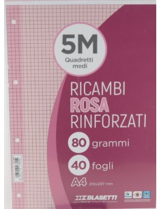 RICAMBI RINFORZATI 5 mm rosa blasetti da 40 fogli