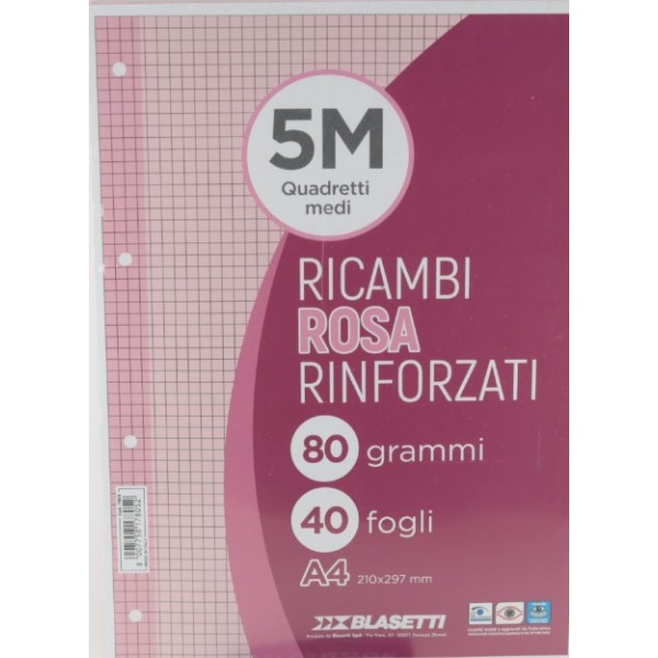 RICAMBI RINFORZATI 5 mm rosa blasetti da 40 fogli