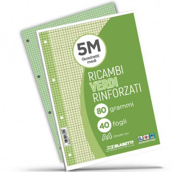RICAMBI RINFORZATI 5 mm VERDE blasetti da 40 fogli