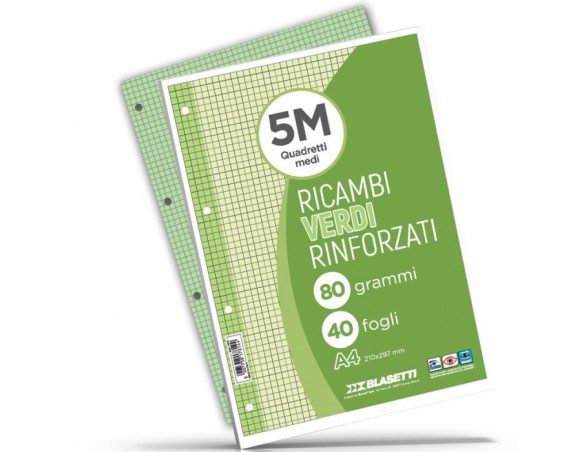 RICAMBI RINFORZATI 5 mm VERDE blasetti da 40 fogli