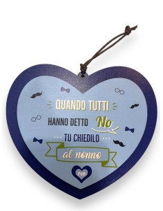 Targa Cuore In Legno 15x13 doppio strato nonno nonni... 2
