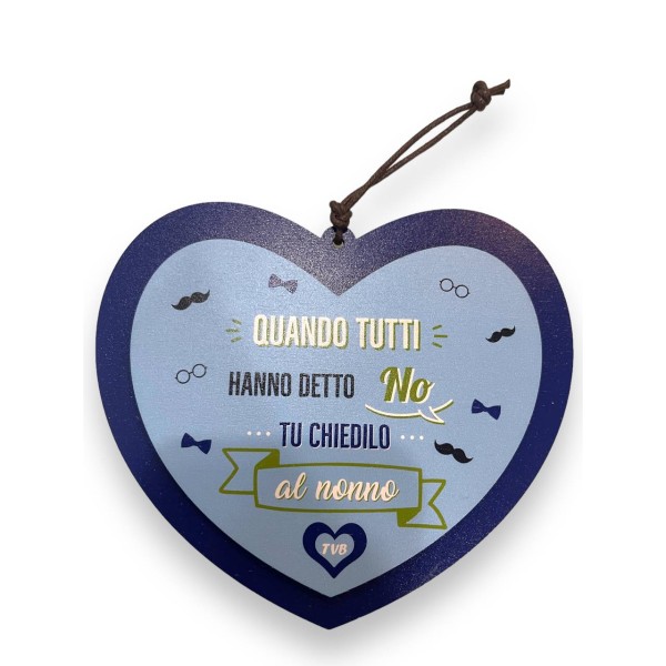 Targa Cuore In Legno 15x13 doppio strato nonno...