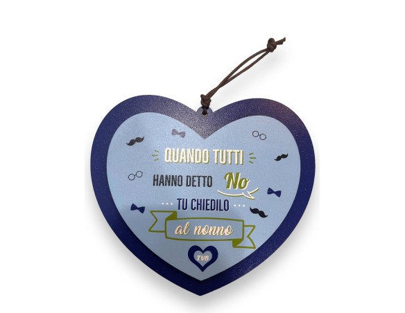 Targa Cuore In Legno 15x13 doppio strato nonno nonni nonna ( FESTA DEI NONNI )
