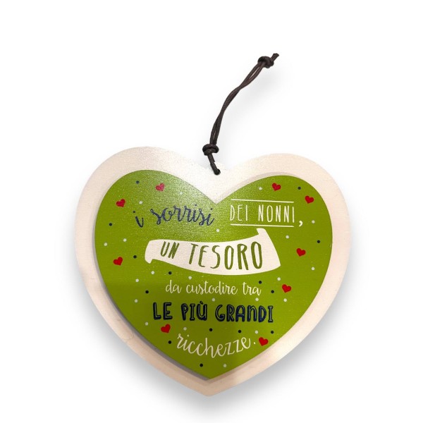 Targa Cuore In Legno 15x13 doppio strato nonno...