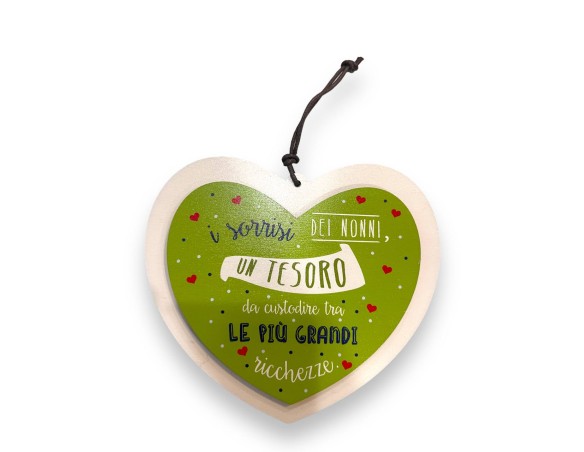 Targa Cuore In Legno 15x13 doppio strato nonno nonni nonna ( FESTA DEI NONNI )