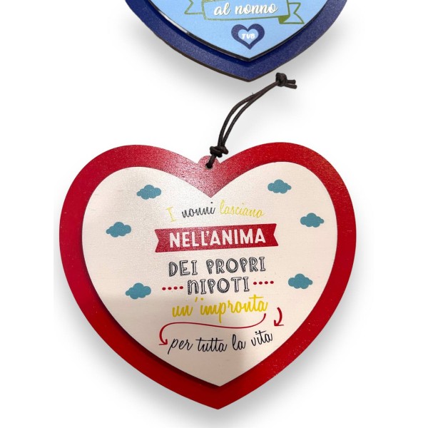 Targa Cuore In Legno 15x13 doppio strato nonno...