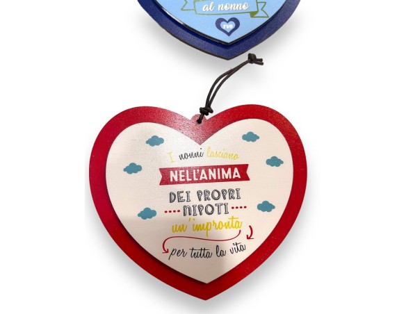 Targa Cuore In Legno 15x13 doppio strato nonno nonni nonna ( FESTA DEI NONNI )