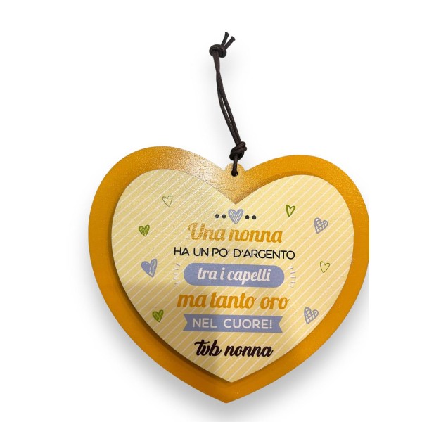 Targa Cuore In Legno 15x13 doppio strato nonno...