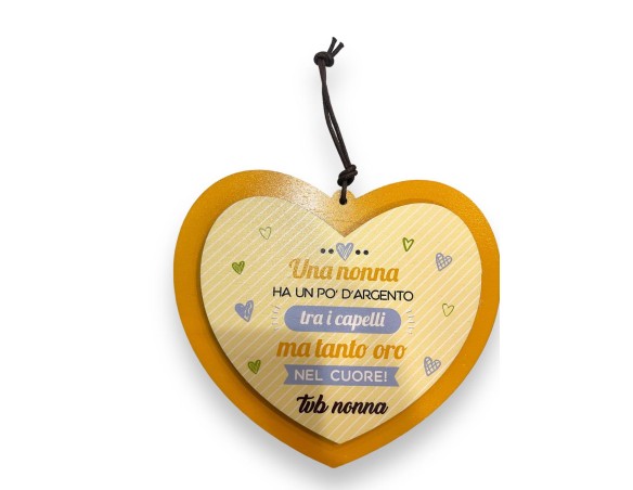 Targa Cuore In Legno 15x13 doppio strato nonno nonni nonna ( FESTA DEI NONNI )