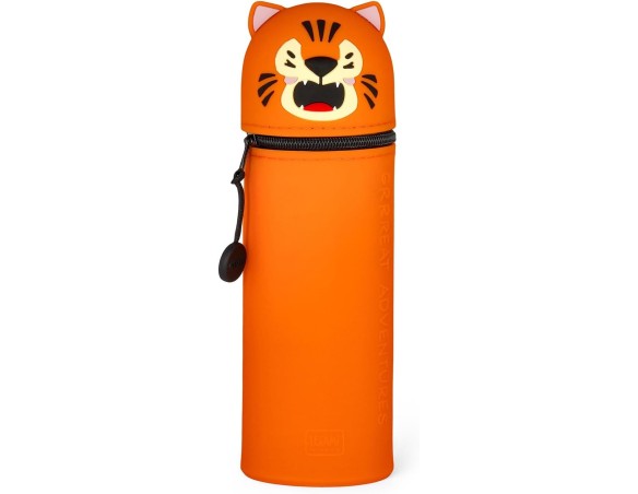 Legami - Kawaii Astuccio Scuola 2 in 1 in Morbido Silicone, tigre tiger Portapenne da Tavolo, Chiusura con Cerniera, Penne Past