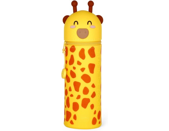 Legami - Kawaii Astuccio Scuola giraffa 2 in 1 in Morbido Silicone, Portapenne da Tavolo, Chiusura con Cerniera, Penne Pastelli