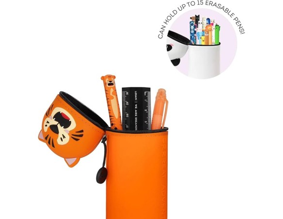 Legami - Kawaii Astuccio Scuola 2 in 1 in Morbido Silicone, tigre tiger Portapenne da Tavolo, Chiusura con Cerniera, Penne Past