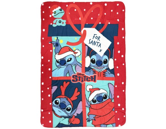 Disney Stitch - Coperta plaid Natale per bambini, Morbido pile, 140x100cm stitch