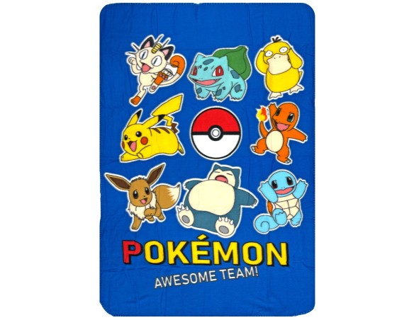 Pokémon  - Coperta plaid per bambini, Morbido pile, 140x100cm Pokémon
