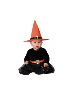 COSTUME BABY STREGA ARANCIO VESTITO COMPLETO DI CAPPELLO...