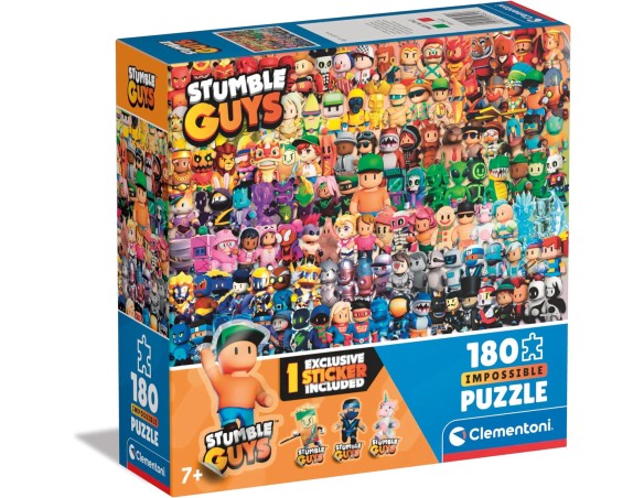 Clementoni Impossible 180 Pezzi Bambini 7 Anni, Puzzle Personaggi Stumble Guys Videogioco, Gaming, Made In Italy, 29321, Colore