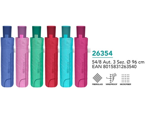 PERLETTI OMBRELLO DONNA MINI AUTOMATICO TINTA UNITA COLORI ASSORTITI