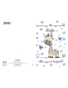 Biglietto nascita azzurro con glitter
