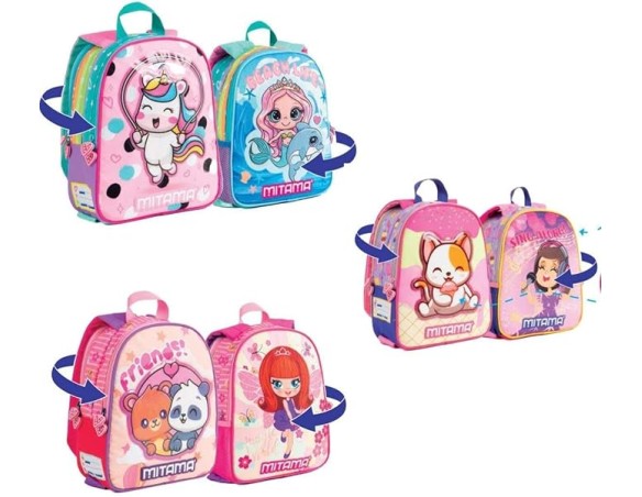 Zaino ZAINETTO ASILO mitama spinny Mitama Zainetto Spinny Girl - Uniflamingo, Zaino con Doppia Grafica - per Asilo, Scuola mate
