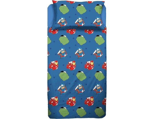 Avengers | Set Completo Lenzuolo Letto hermet Avengers | Completo Lenzuolo Singolo | 100% Cotone | Prodotto Ufficiale