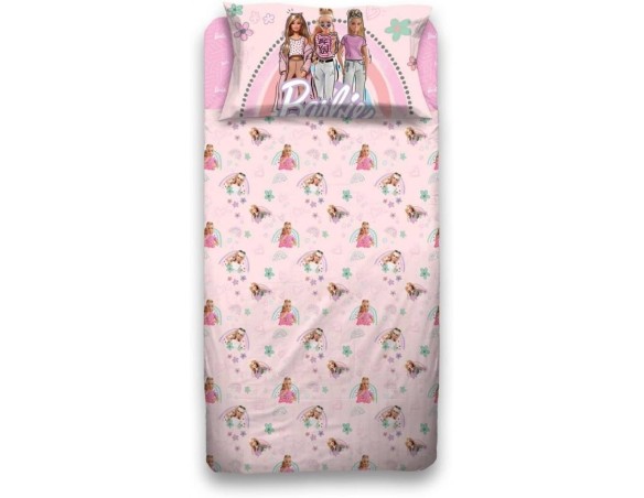 Barbie | Set Completo Lenzuolo Letto hermet Barbie | Completo Lenzuolo Singolo | 100% Cotone | Prodotto Ufficiale