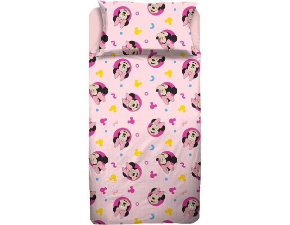 Minnie| Set Completo Lenzuolo Letto hermet Minnie | Completo Lenzuolo Singolo | 100% Cotone | Prodotto Ufficiale