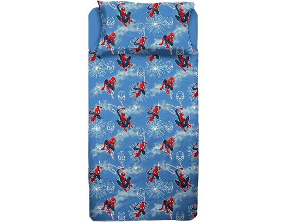 Spiderman | Set Completo Lenzuolo Letto hermet Spiderman | Completo Lenzuolo Singolo | 100% Cotone | Prodotto Ufficiale